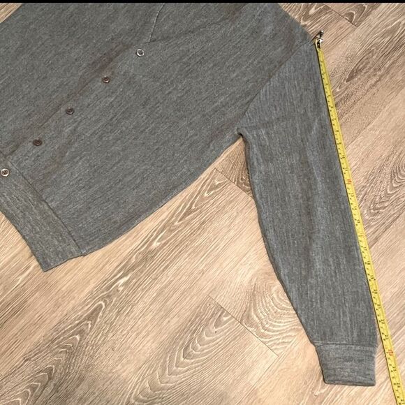 Vintage 90s Grunge Jantzen USA Oversized Drop Shoulder cardigan sweater gray M - Picture 7 of 8